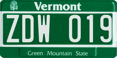 VT license plate ZDW019