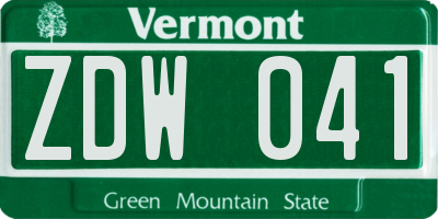 VT license plate ZDW041