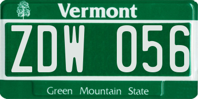 VT license plate ZDW056