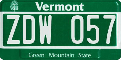 VT license plate ZDW057