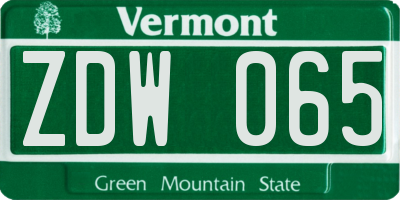 VT license plate ZDW065