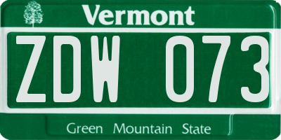 VT license plate ZDW073