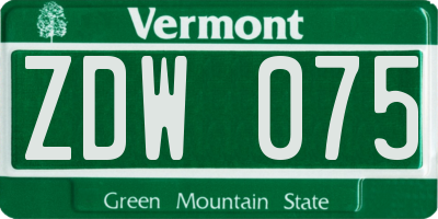 VT license plate ZDW075