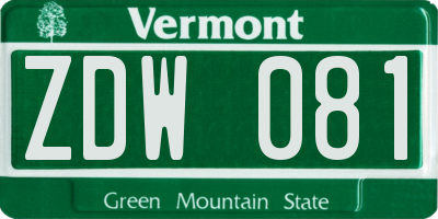 VT license plate ZDW081