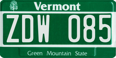 VT license plate ZDW085