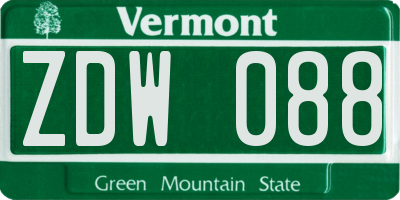 VT license plate ZDW088
