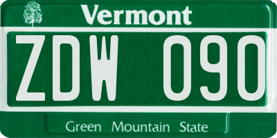 VT license plate ZDW090