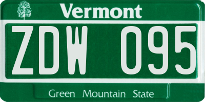 VT license plate ZDW095