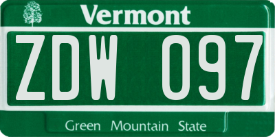 VT license plate ZDW097