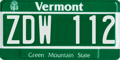 VT license plate ZDW112