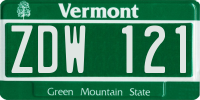 VT license plate ZDW121