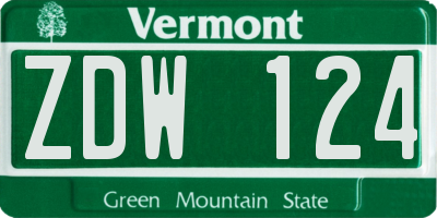 VT license plate ZDW124