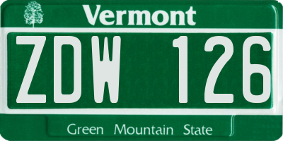 VT license plate ZDW126