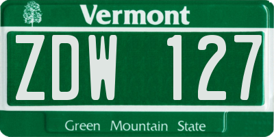 VT license plate ZDW127