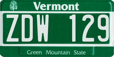 VT license plate ZDW129