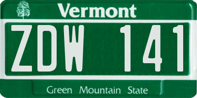 VT license plate ZDW141