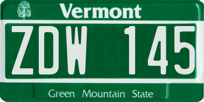 VT license plate ZDW145