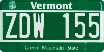 VT license plate ZDW155
