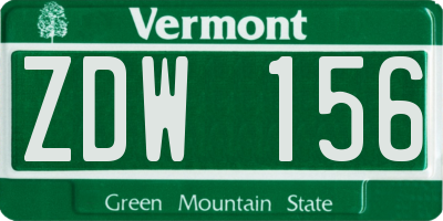 VT license plate ZDW156