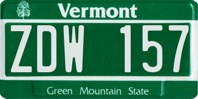 VT license plate ZDW157