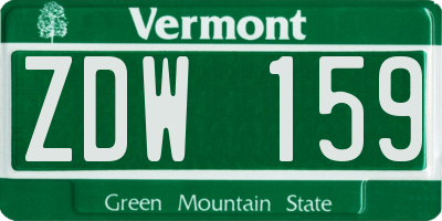 VT license plate ZDW159
