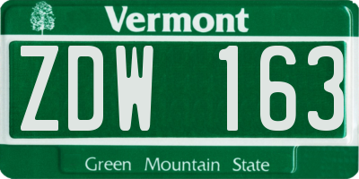 VT license plate ZDW163