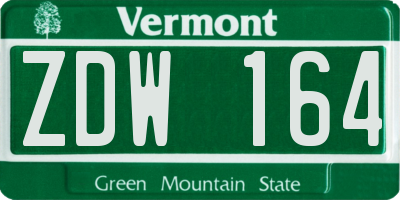 VT license plate ZDW164