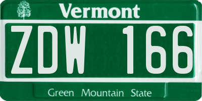 VT license plate ZDW166