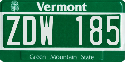 VT license plate ZDW185