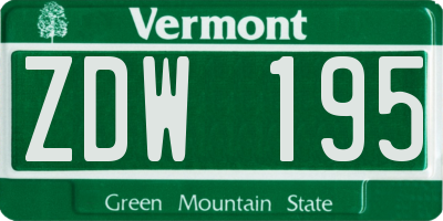 VT license plate ZDW195
