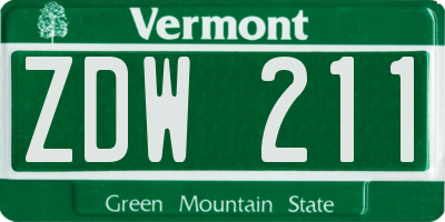 VT license plate ZDW211