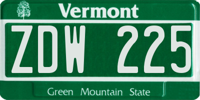 VT license plate ZDW225