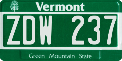 VT license plate ZDW237