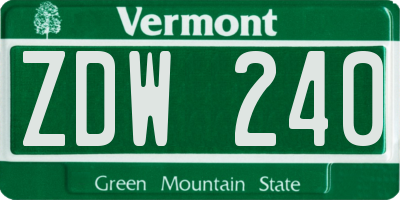 VT license plate ZDW240