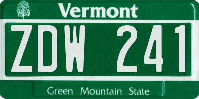 VT license plate ZDW241