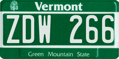 VT license plate ZDW266
