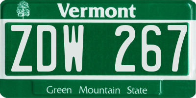 VT license plate ZDW267