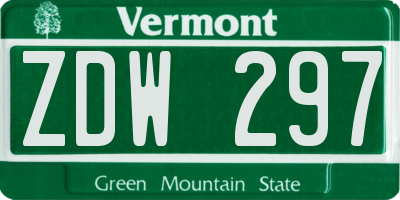 VT license plate ZDW297