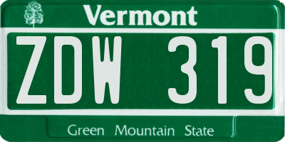 VT license plate ZDW319