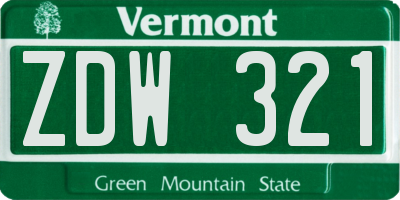 VT license plate ZDW321