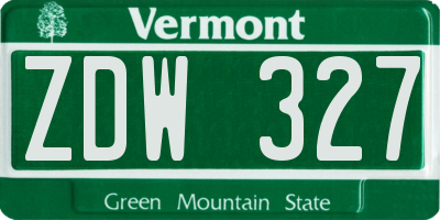 VT license plate ZDW327