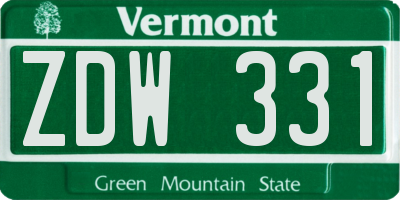 VT license plate ZDW331