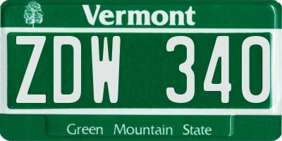 VT license plate ZDW340