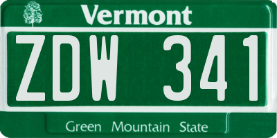 VT license plate ZDW341