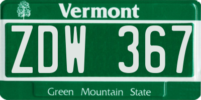 VT license plate ZDW367