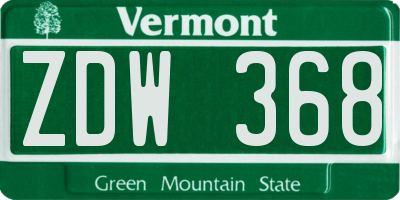 VT license plate ZDW368