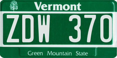 VT license plate ZDW370