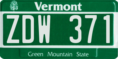 VT license plate ZDW371