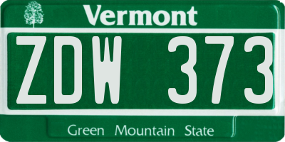 VT license plate ZDW373