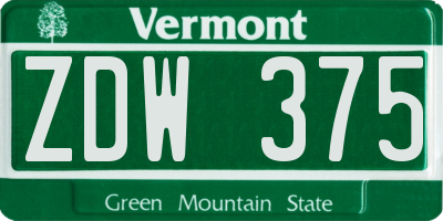 VT license plate ZDW375